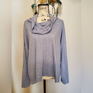 Workshop Republic Clothing | Heather'ed Blue Cowl Neck Lounge Top - Size: XL